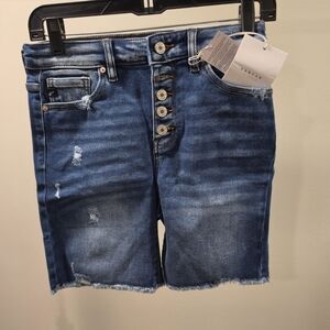 KanCan Dark Blue Lycra Denim Bermuda Shorts